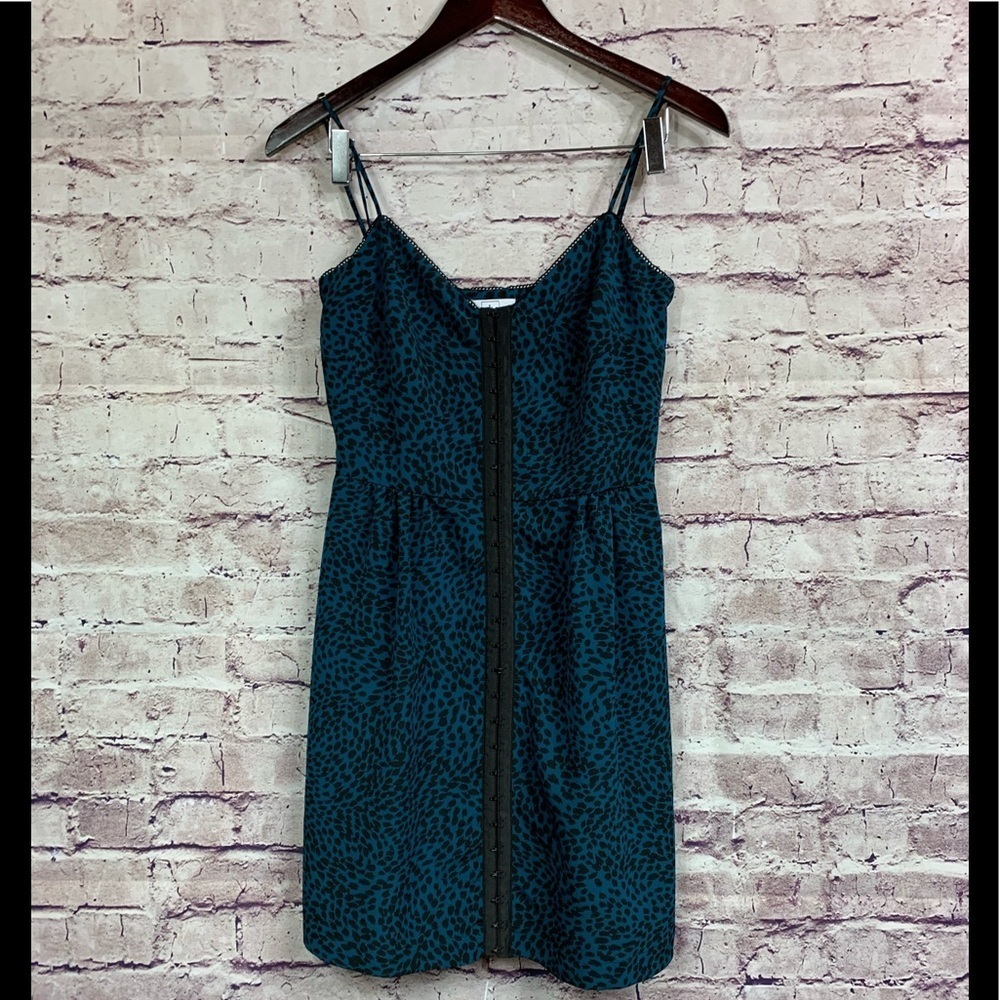 Dolce Vita Turquoise Black Animal Print Sleeveless Party Dress